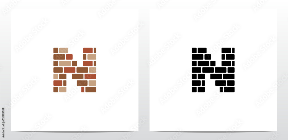 Brick Wall Letter Logo Design N Brick Wall Letter Logo Design N