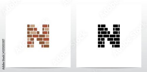 Brick Wall Letter Logo Design N