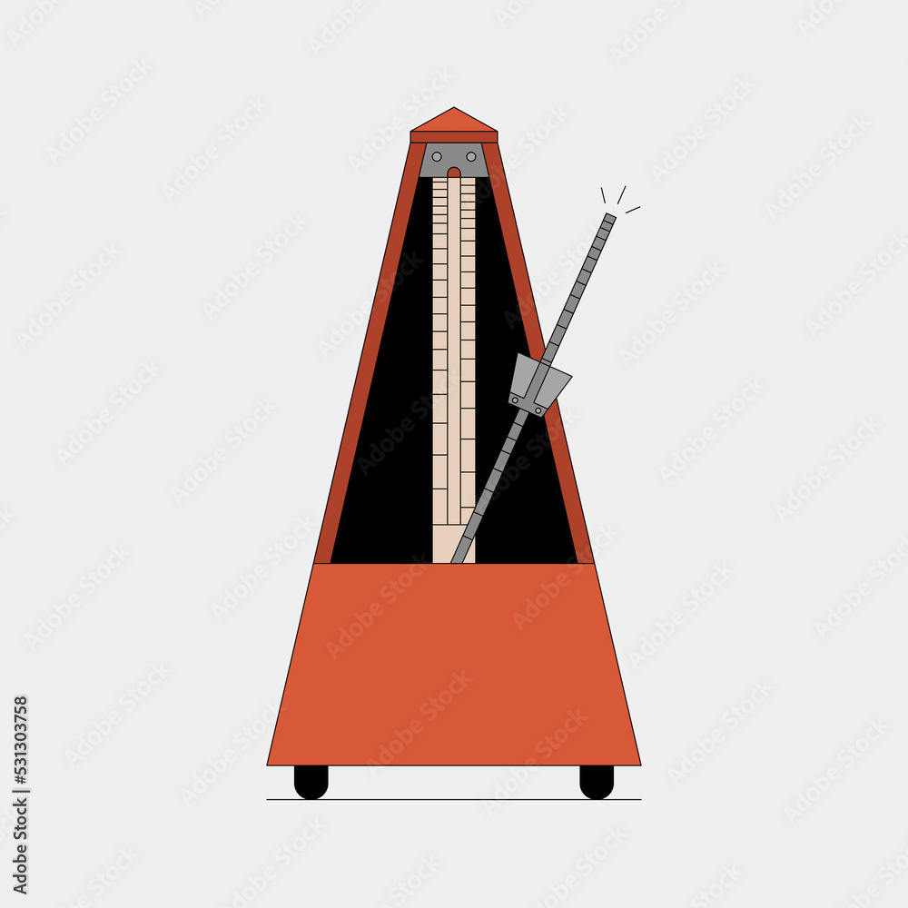 Vector outline illustration of Metronome, music and instrument, tempo sign vector graphics