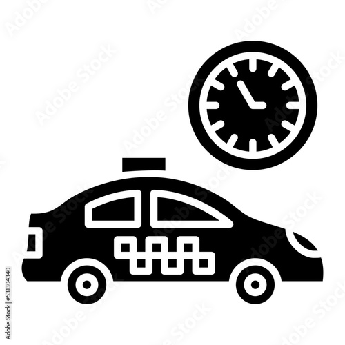 Busy Taxi Glyph Icon