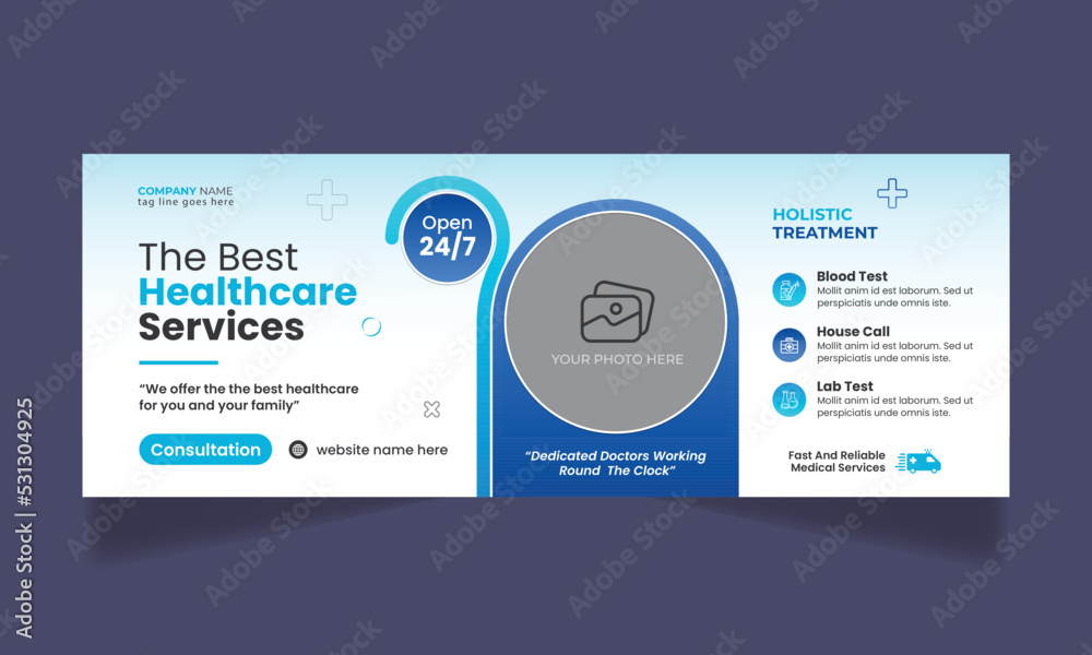 Medical healthcare social media facebook cover and web banner template