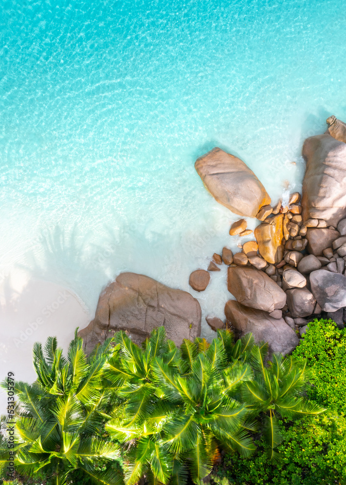 Secret beach in the bay of Anse Lazio beach, Praslin, Seychelles
