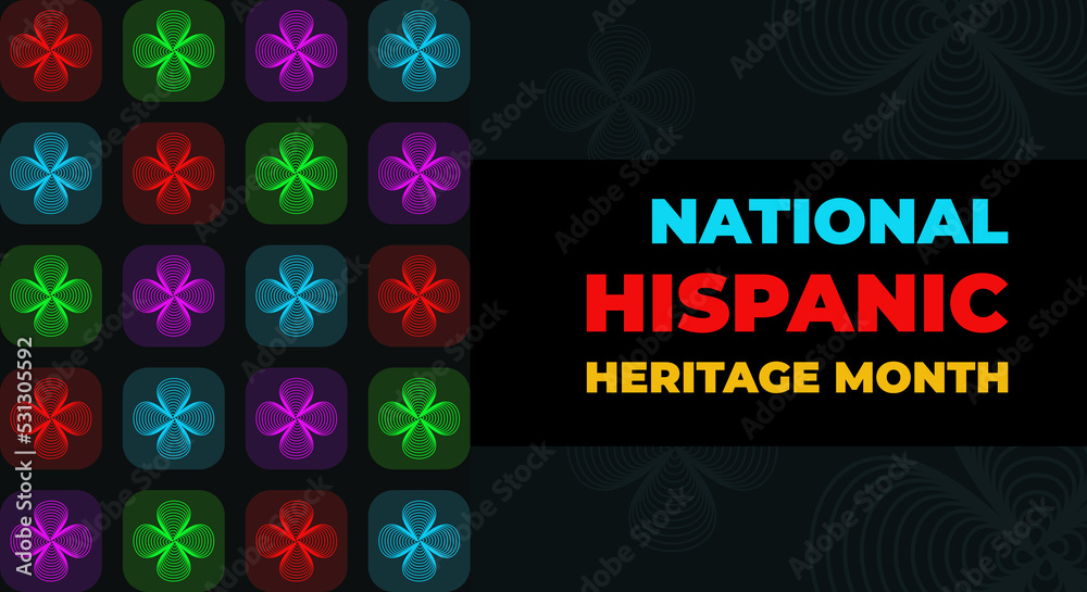 Hispanic heritage month. Abstract ornament background design, retro style with text