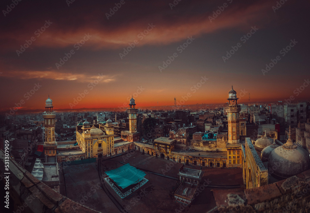 Its a panoramic shot of 9 photos merged to get this result,  #wazirkhanmosque