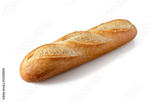 French baguette with a crisp golden crust on a transparent background photo