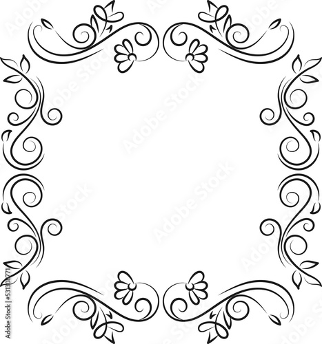 Calligraphic design elements . Decorative swirls or scrolls, vintage frame , label and divider