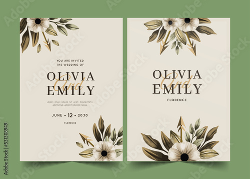 watercolor boho wedding invitation template vector design illustration