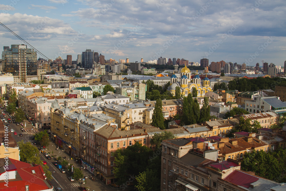 Top view of center of Kiev city summer afternoon