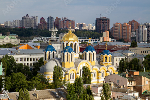 Top view of center of Kiev city summer afternoon