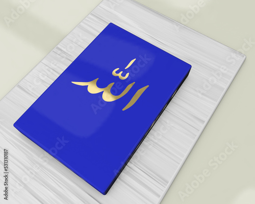 abstract Islamic wallpaper Allah golden 3d name render text Arabic on card , backgrounds