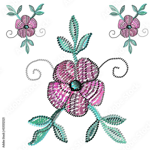 Canvas Print Metis beaded wild rose embellishments