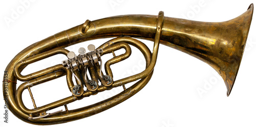 vintage musical instrument - trumpet,, transparent background, png photo