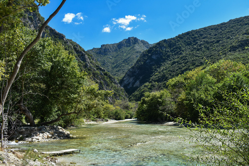 river in mountains, beautiful landscape of Acheron river in Greece, Styx Greek mythology
