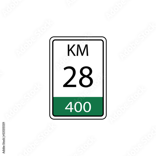 A vector in the form of a symbol or icon in the form of a kilometer traffic sign