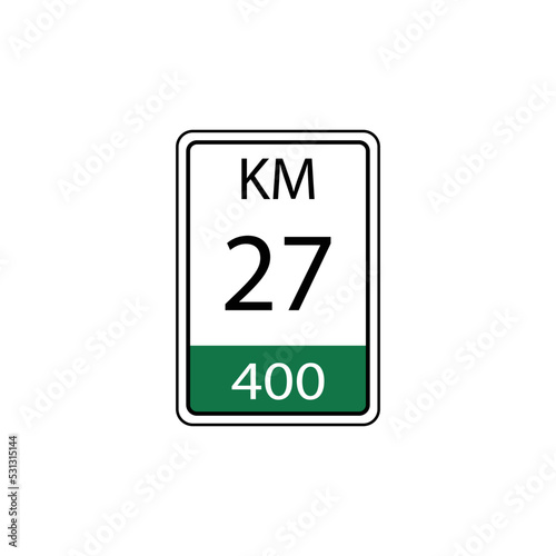 A vector in the form of a symbol or icon in the form of a kilometer traffic sign