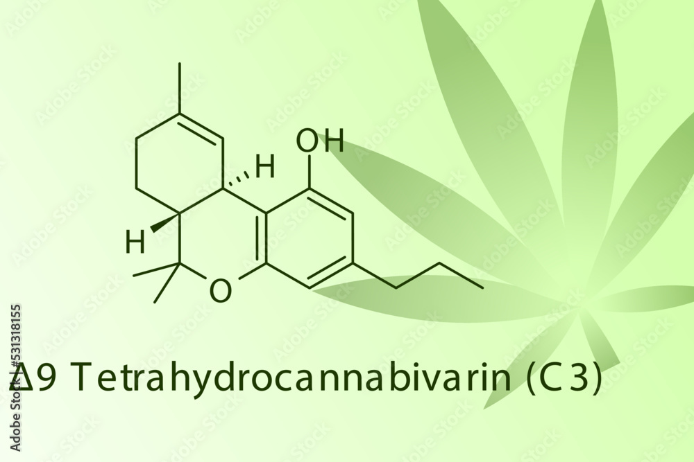 Δ9-Tetrahydrocannabivarin Molecular Structure On Green With Leaf ...