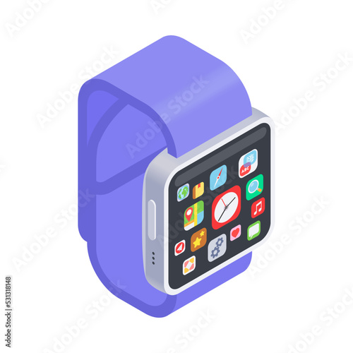 Smartwatch Isometric Illustration