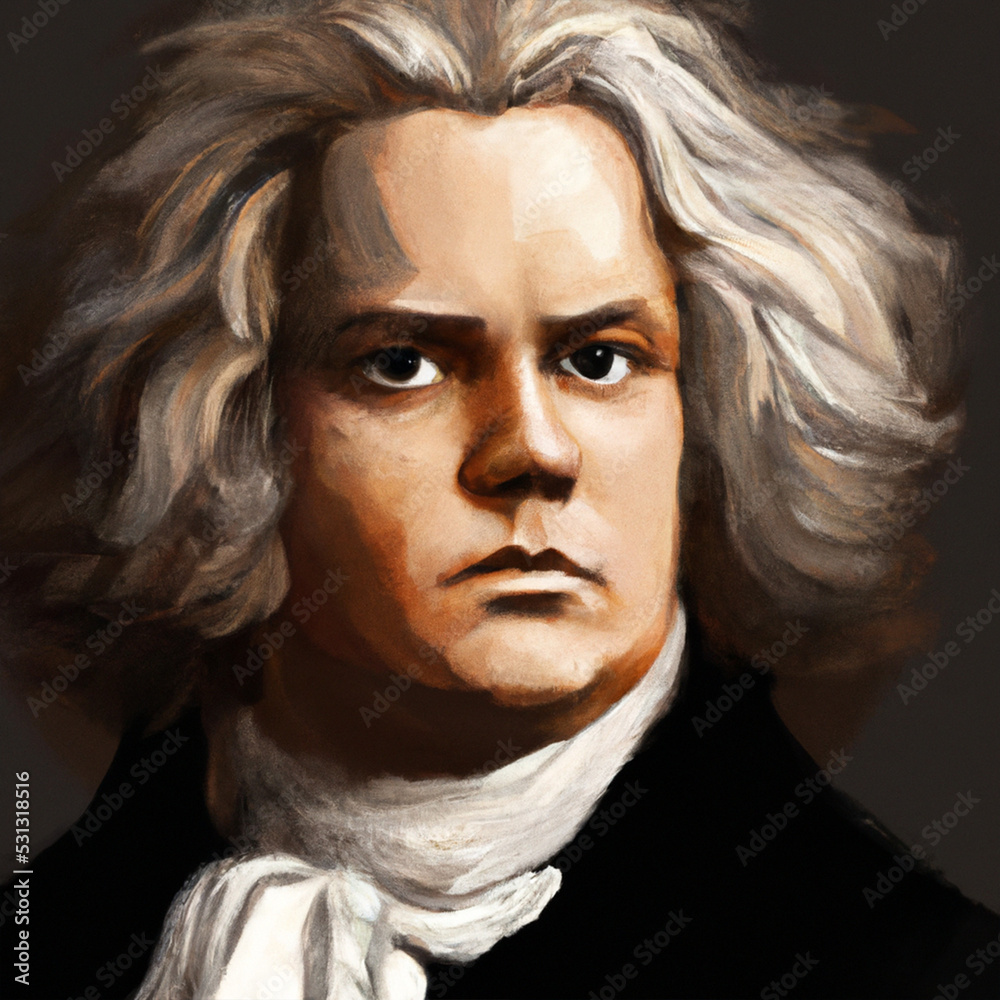 Portrait of Ludwig van Beethoven, hand drawn