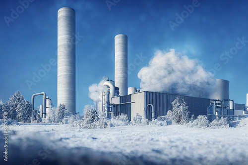 The electric thermal plant in winter, Digital Generate Image