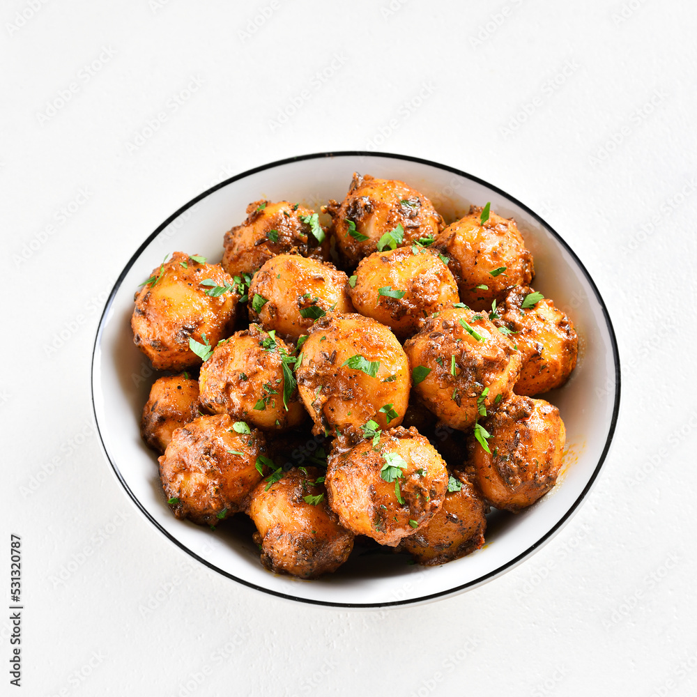 Bombay potatoes in bowl Bombay potatoes in bowl