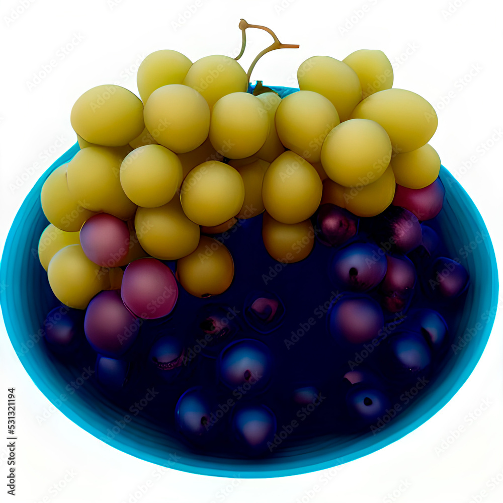 Fototapeta premium Green and black grapes on plate
