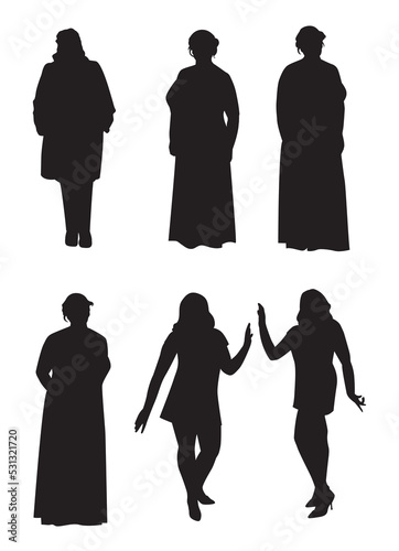 Silhouettes of plump womans