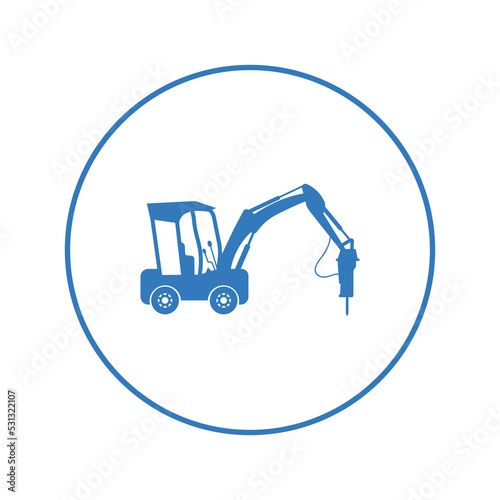 Hydraulic breaker hammer excavator icon | Circle version icon |