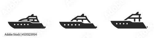 luxury yacht icon set. cruise boat transport symbols. isolated vector images