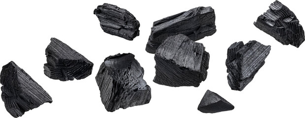 Natural wood charcoal isolated 