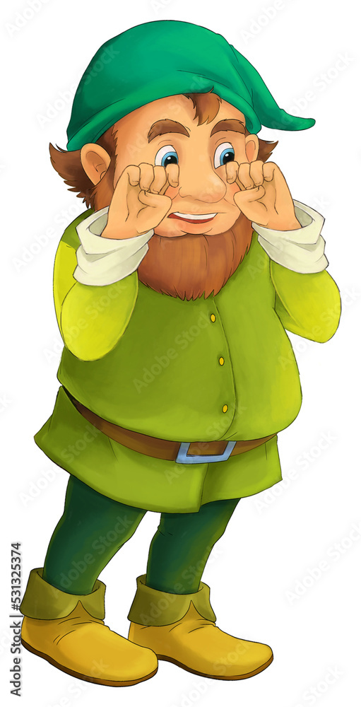 Cartoon dwarf in some activity isolated illustration for children 