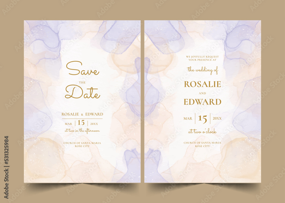 watercolor formal wedding invitations vector design illustration