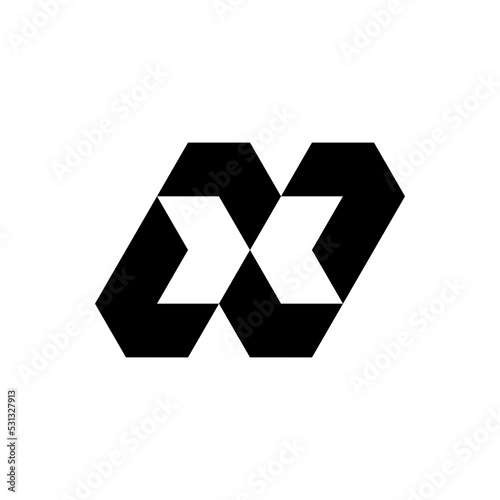 Letter NX XN arrow negative space logo design photo