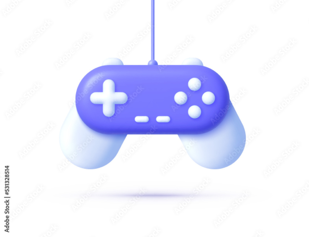 Gamepad 3d icon, great design for any purposes. Purple gamepad 3d icon on white background. Digital computer entertainment. Isolated vector illustration Gamepad 3d icon, great design for any purposes. Purple gamepad 3d icon on white background. Digital computer entertainment. Isolated vector illustration