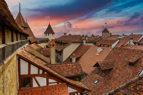 Views of the municipality of Murten in the canton of Freiburg. Switzerland. photo