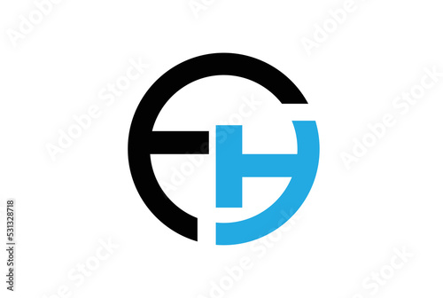 FH Logo. Letter Design Vector with Blue and Black Colors photo