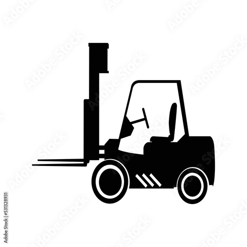 Industrial forklift reach truck icon | Black Vector illustration |