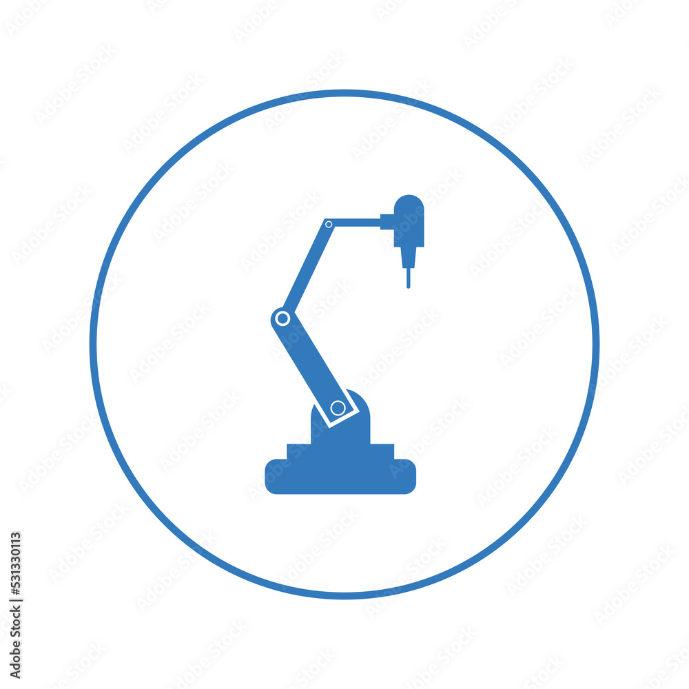 Industrial manufacturing drill robot icon | Circle version icon | Industrial manufacturing drill robot icon | Circle version icon |
