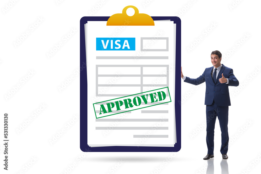 Visa application concept with businessman Visa application concept with businessman