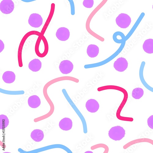 Polka dots and stripes ribbons seamless abstract markers pattern for wrapping paper and kids clothes print