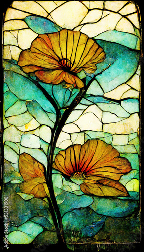 floral flower illurstration stainless glass tiffany photo