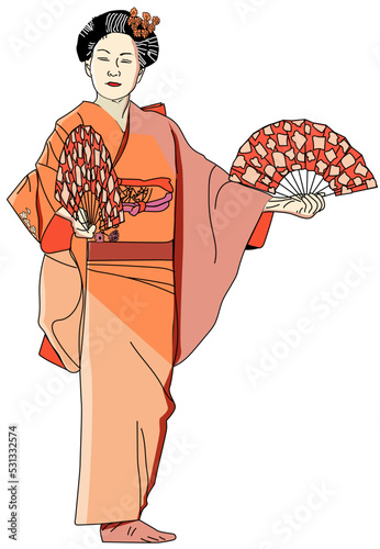 Japanese geisha with fan