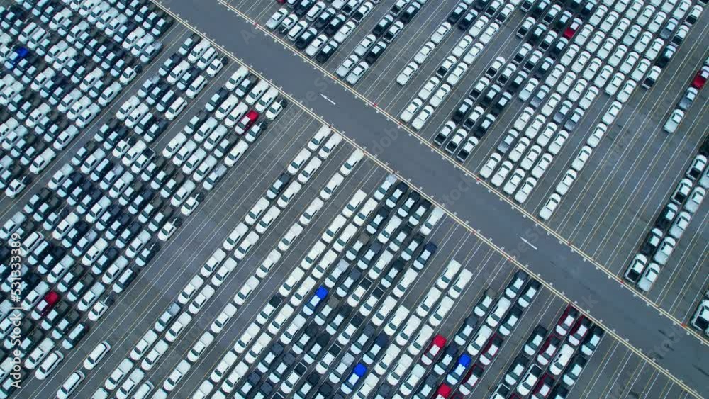 Aerial view from drones flying over a lot of cars. automotive for sale. automobile company concept. import and export industry. 4k stock footage
Aerial view from drones flying over a lot of cars. automotive for sale. automobile company concept. import and export industry. 4k stock footage