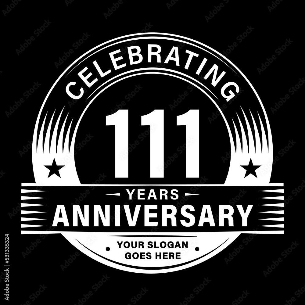 111 years anniversary celebration design template. 111th logo vector illustrations.
