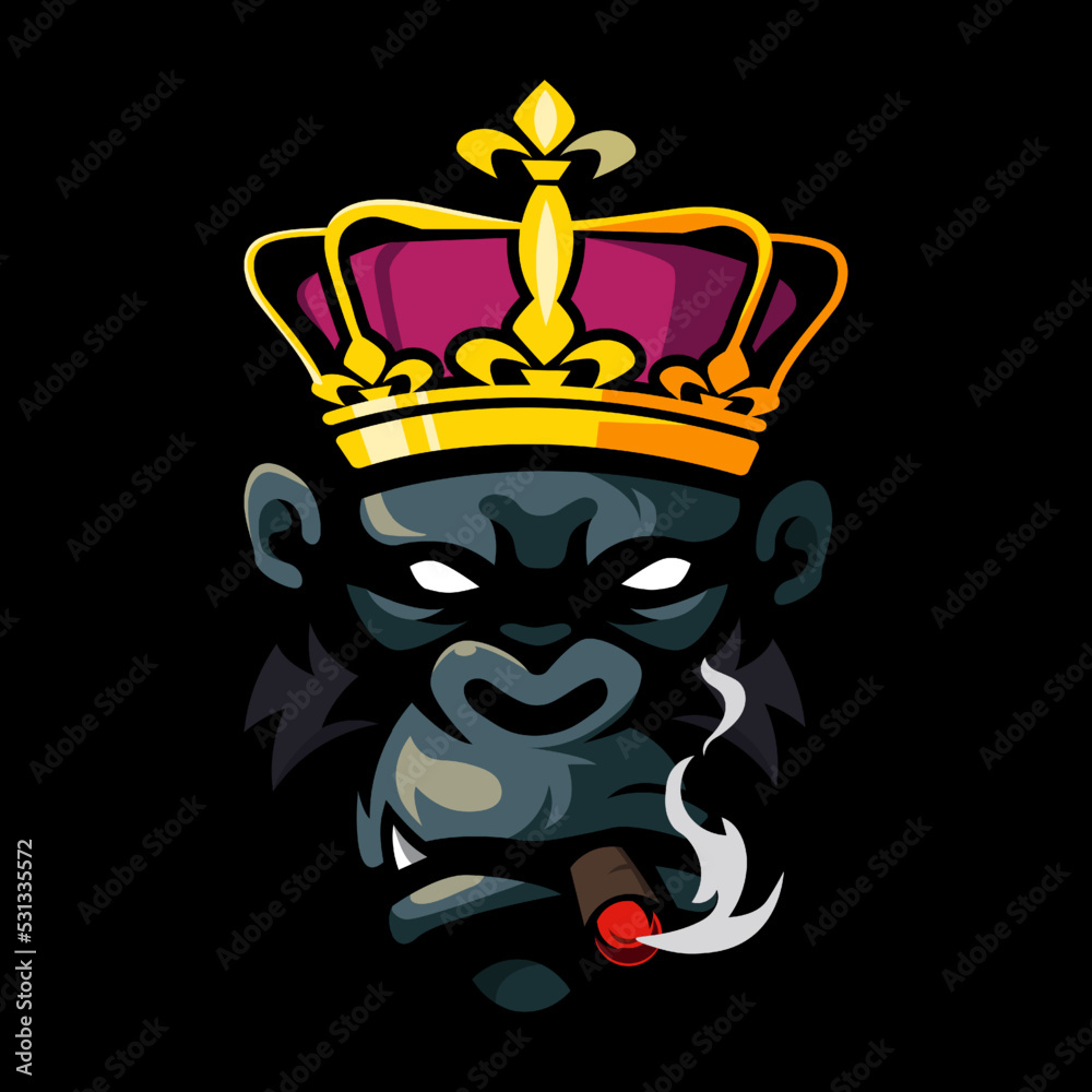 King of kong smoking mascot logo design illustration King of kong smoking mascot logo design illustration