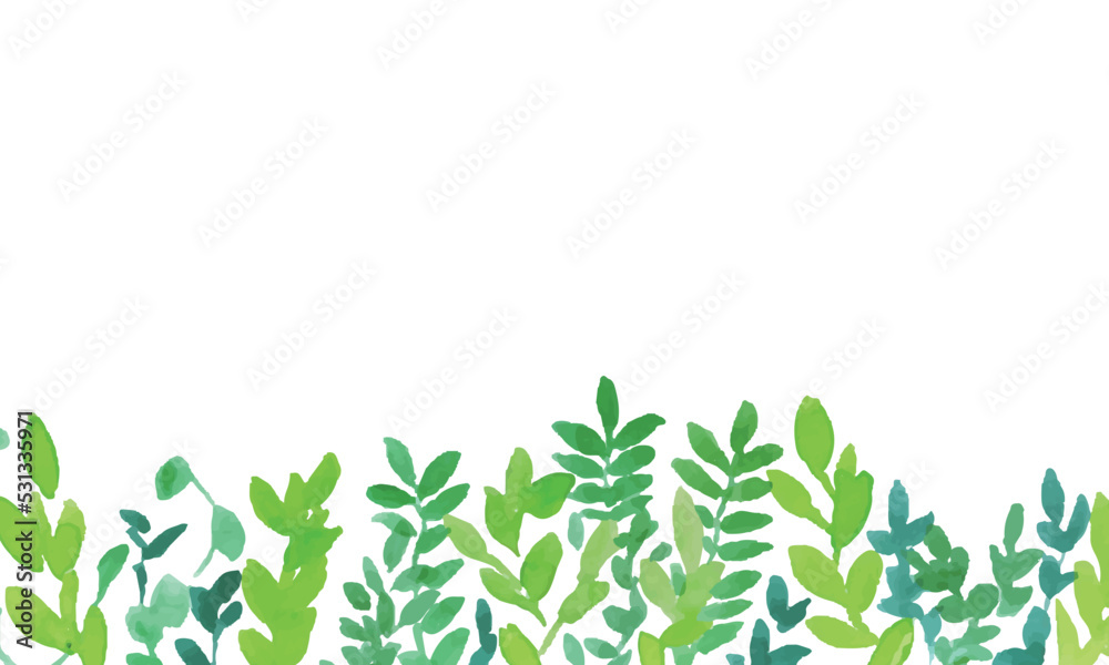 Fototapeta premium 水彩画。水彩タッチの草木イラスト。水彩風ベクター草木イラスト。