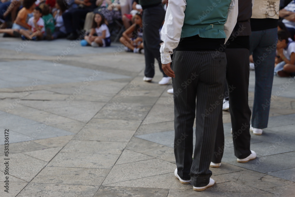 Basque folk dance exhibition in the old town of Bilbao