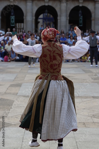Basque folk dance exhibition in the old town of Bilbao