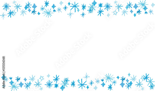 水彩画。水彩タッチの雪の結晶ベクターイラスト。雪の結晶のベクターフレーム。Watercolor painting. Snowflake vector illustration with watercolor touch. Snowflake vector frame.