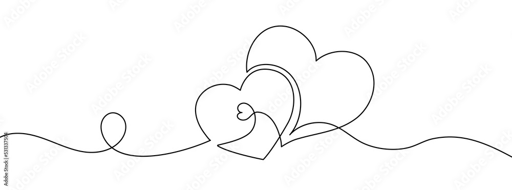 Heart. Abstract love symbol. Continuous line art drawing vector illustration. Family symbol - obrazy, fototapety, plakaty 