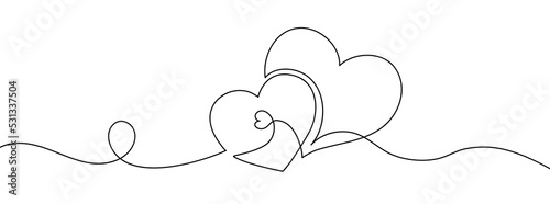 Heart. Abstract love symbol. Continuous line art drawing vector illustration. Family symbol